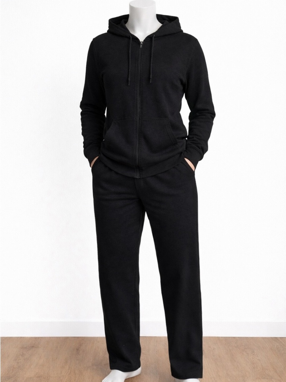 Black Zip Hoodie and sweatpants set